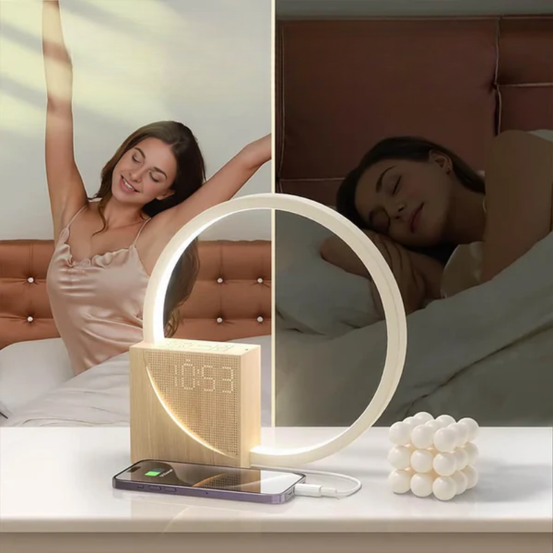 Intelligente Berühren Nachttischlampe Mit Wecker Und Einstellbarem LED Licht