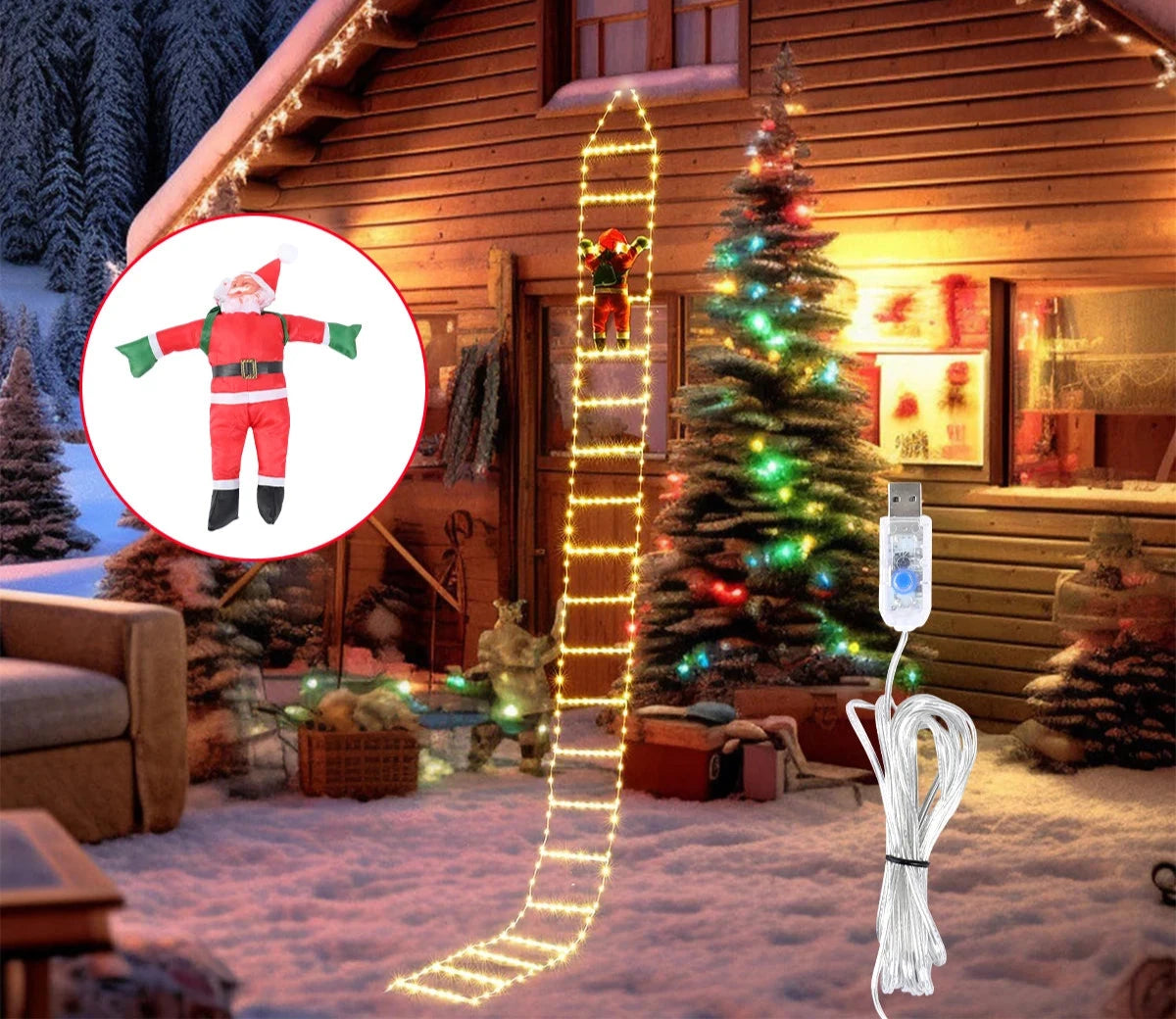 Weihnachtsmann Klettert LED Lichter