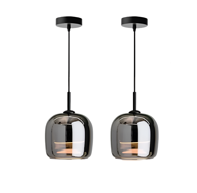 NordischNoir: Elegante pendelleuchte aus schwarzem glas im skandinavischen Entwurf