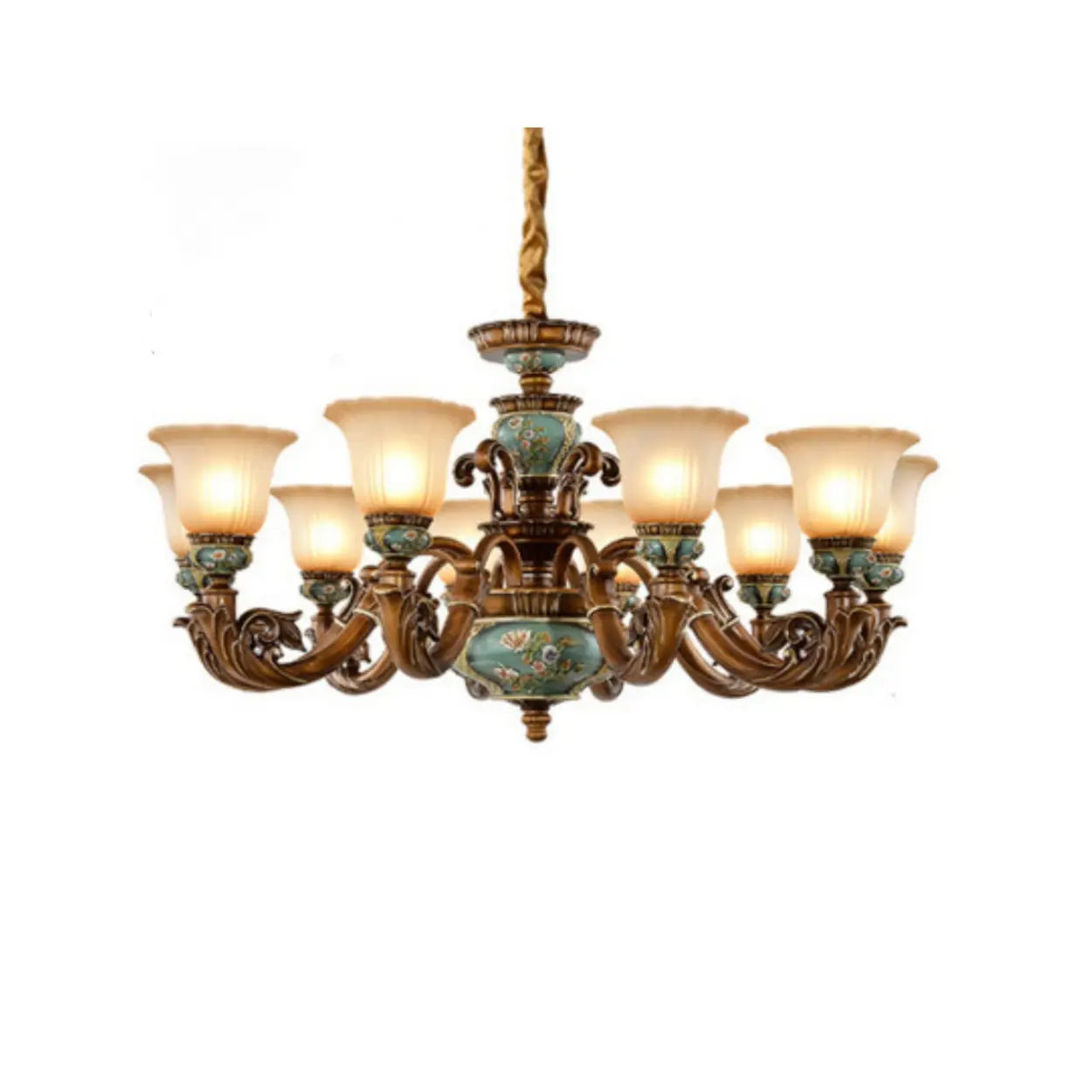 8-flammiger Geschnitzter Weinlese Kronleuchter