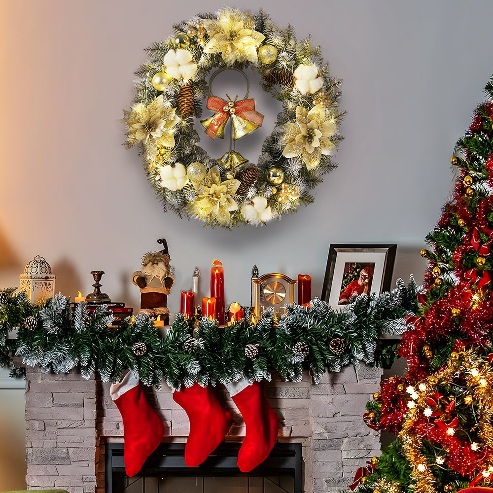 Festlicher LED Weihnachts Kranz Mit Glockenakzenten