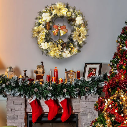 Festlicher LED Weihnachts Kranz Mit Glockenakzenten