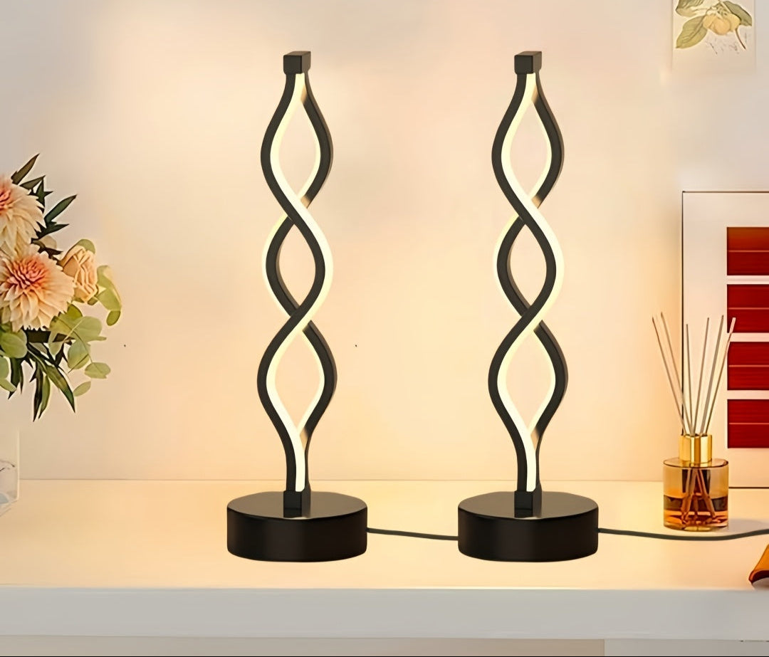 2 Stück dimmbare moderne Spiral-LED-Tischlampe