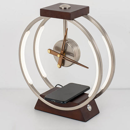 Moderne LED Uhr Tischlampe Mit Kabelloser Aufladung
