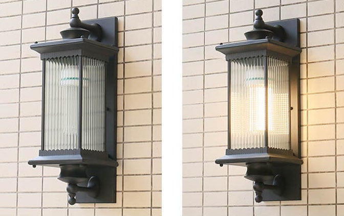 Rechteckige LED Außenwandleuchte Im Vintage Industriestil