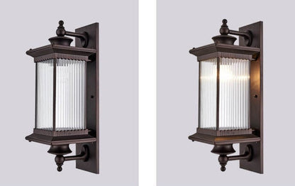 Rechteckige LED Außenwandleuchte Im Vintage Industriestil