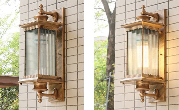 Rechteckige LED Außenwandleuchte Im Vintage Industriestil