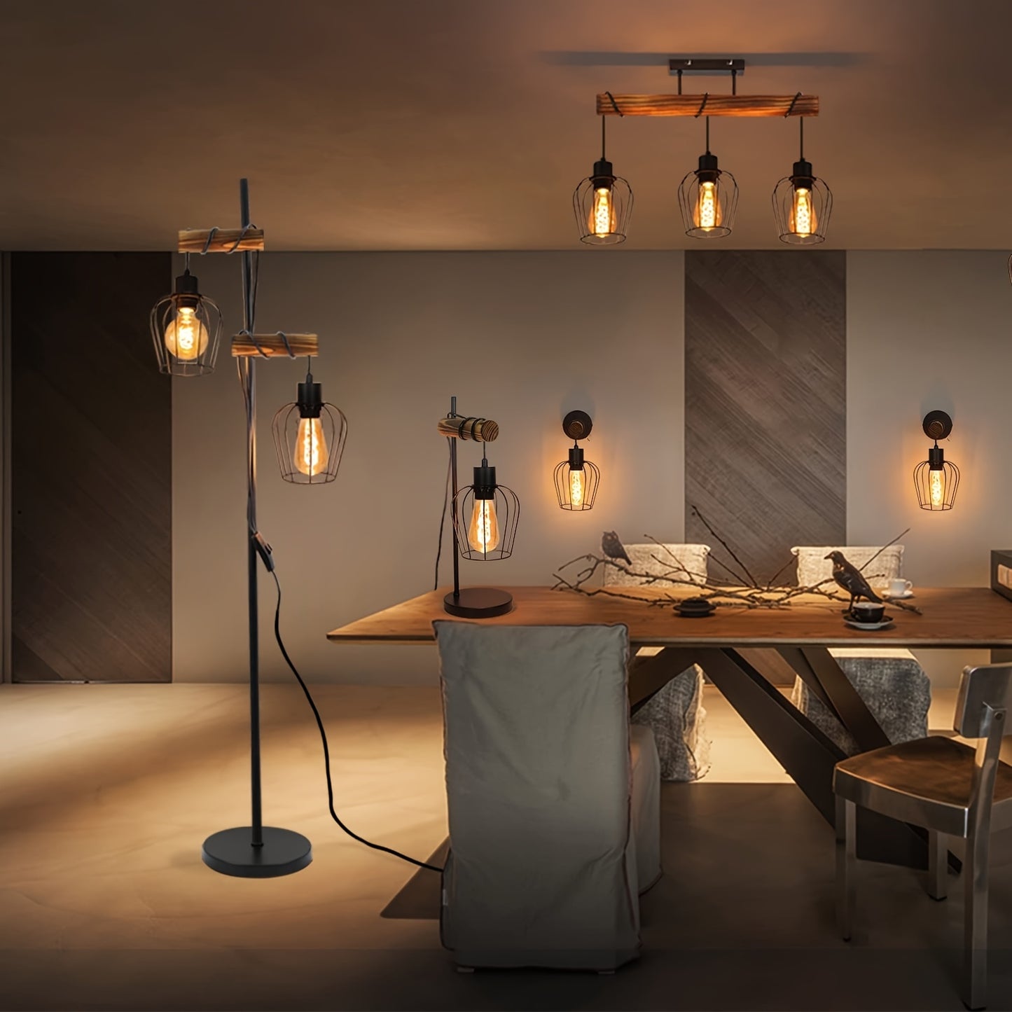 Rustikale Industrielle Nachttischlampe