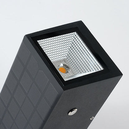 Schwarze Rechteckige Solar LED Außenwandleuchte
