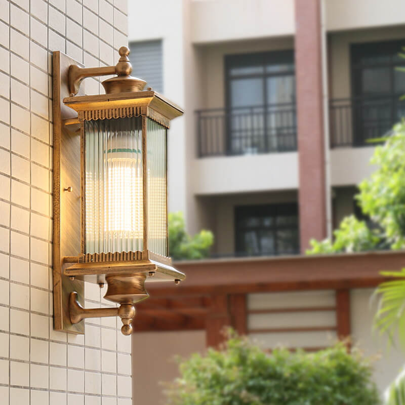 Rechteckige LED Außenwandleuchte Im Vintage Industriestil
