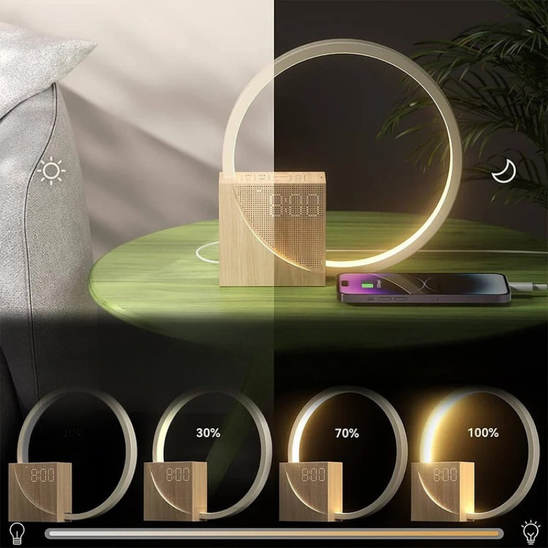 Intelligente Berühren Nachttischlampe Mit Wecker Und Einstellbarem LED Licht