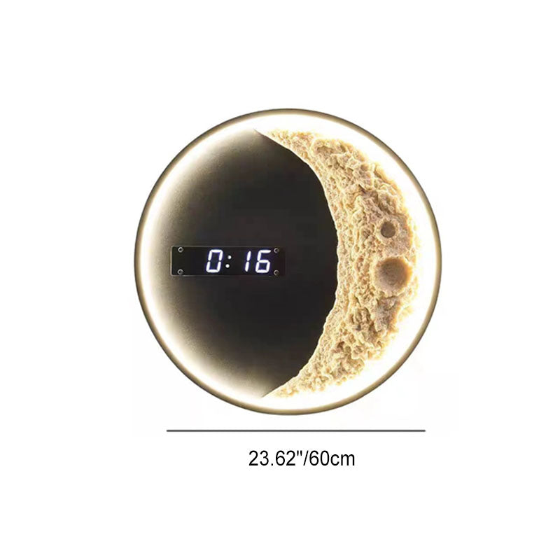 Futuristische Mond Und Astronauten LED Wandleuchte Mit Uhr