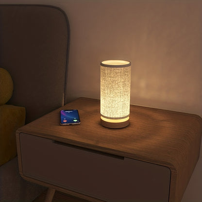 Minimalistische Nachttischlampe aus Holz