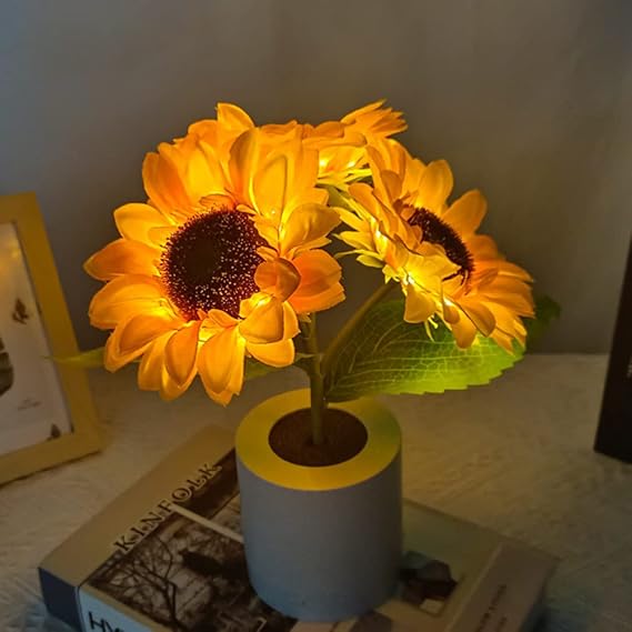 Funkelnde Sonnenblumen-LED-Tischlampe