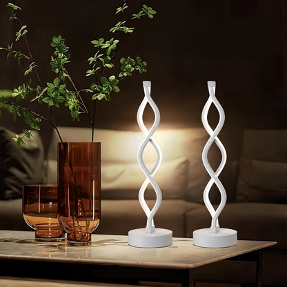 2 Stück dimmbare moderne Spiral-LED-Tischlampe