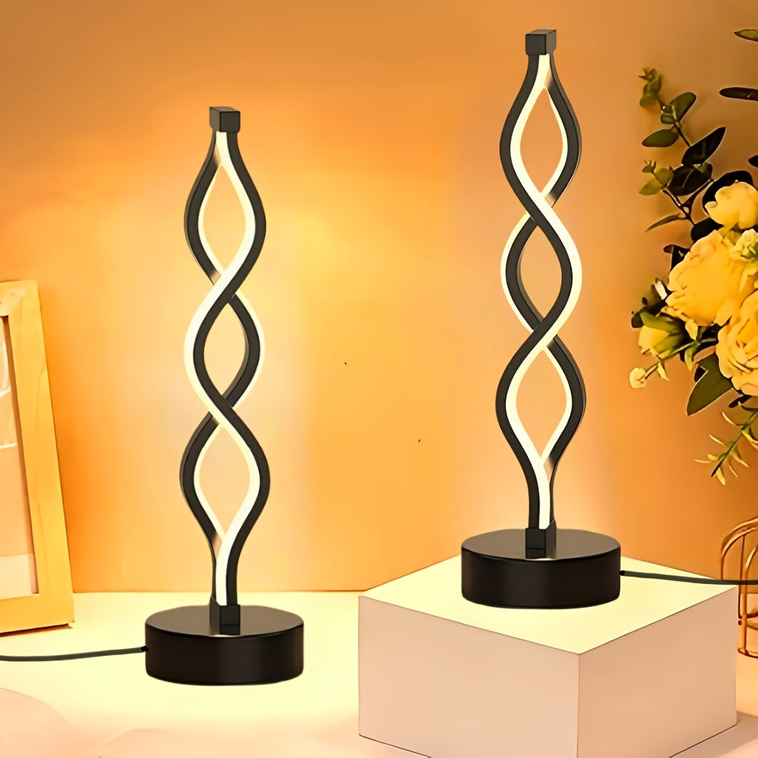 2 Stück dimmbare moderne Spiral-LED-Tischlampe