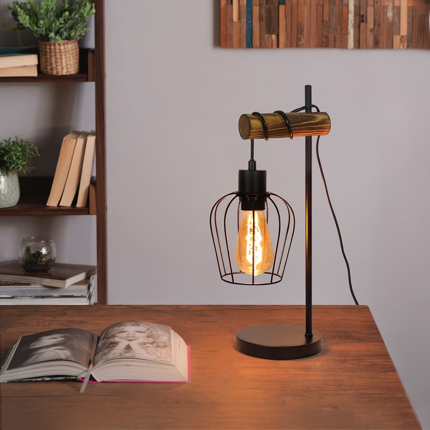 Rustikale Industrielle Nachttischlampe