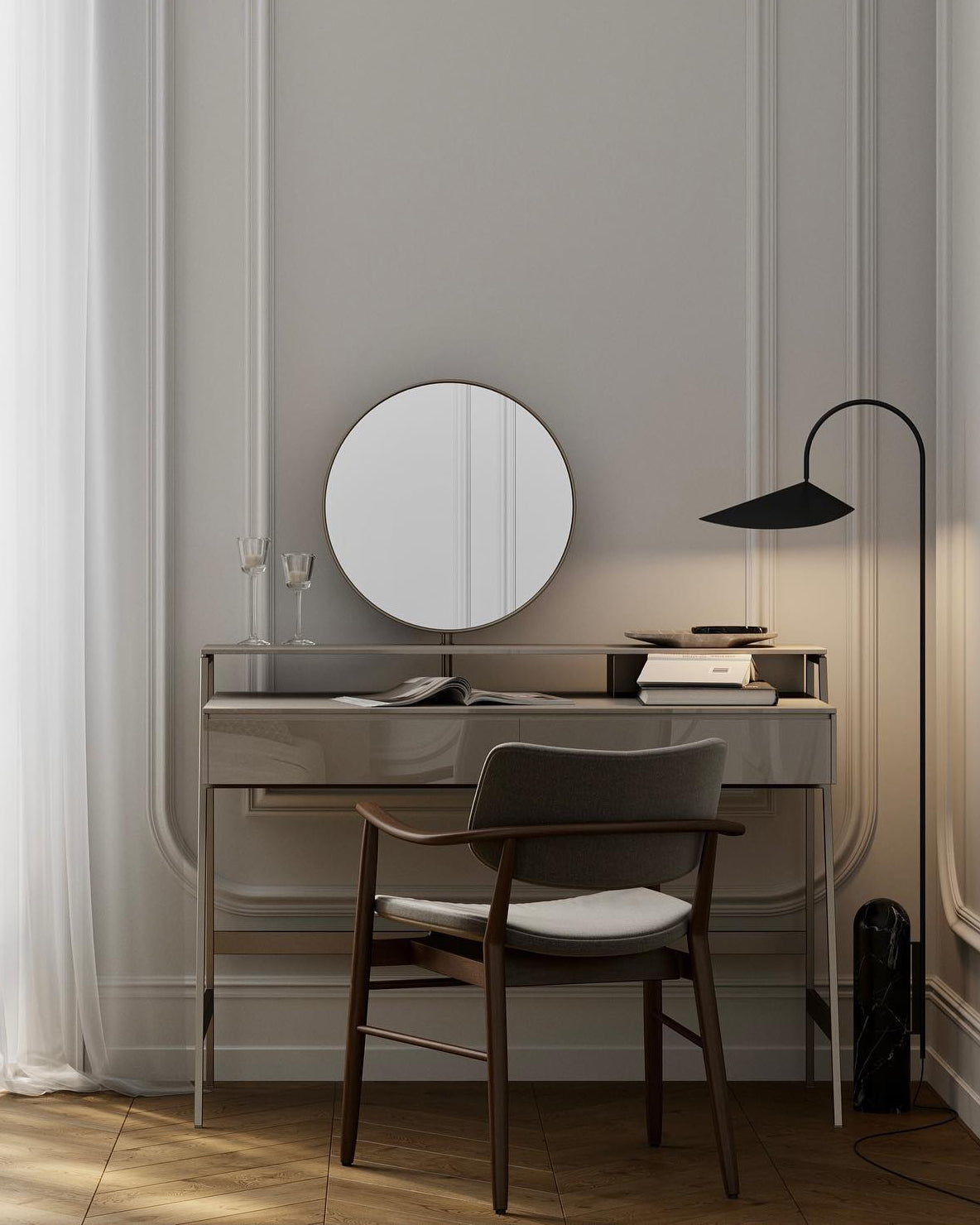 Minimalistische Bogenstehlampe