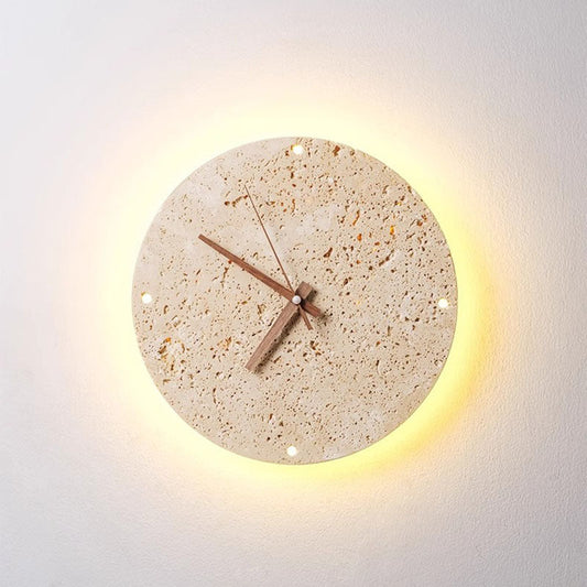 Minimalistische Runde Wanduhr Mit LED Akzentbeleuchtung