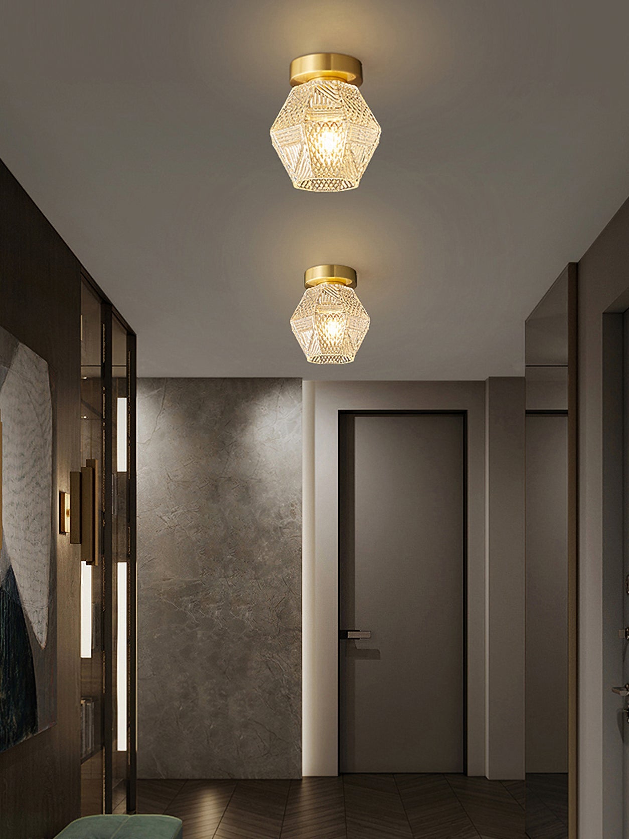 Deckenleuchte in Diamantform