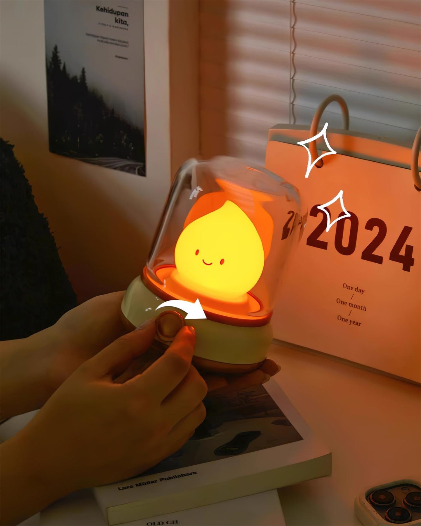 Mini LED Nachttischlaterne Mit Flammeneffekt