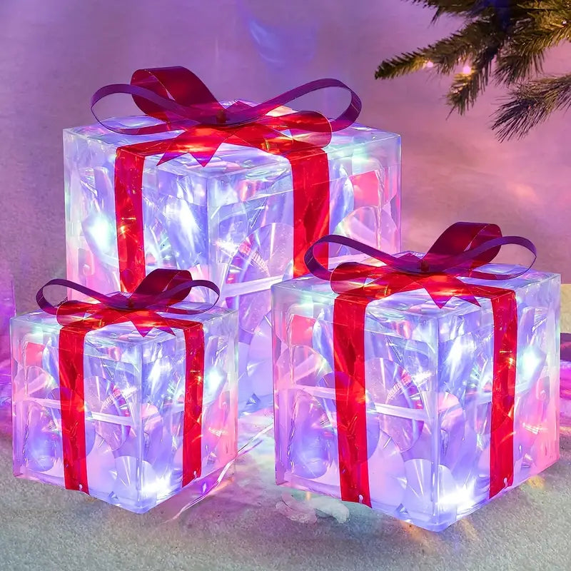 3-teiliges LED-Weihnachtsgeschenkbox-Set