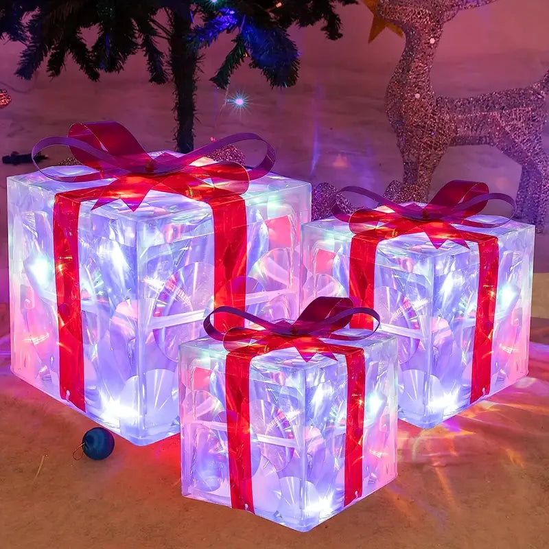 3-teiliges LED-Weihnachtsgeschenkbox-Set