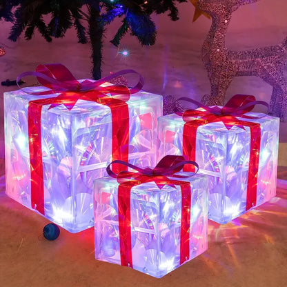 3-teiliges LED-Weihnachtsgeschenkbox-Set