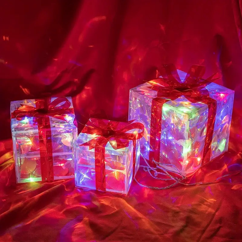 3-teiliges LED-Weihnachtsgeschenkbox-Set