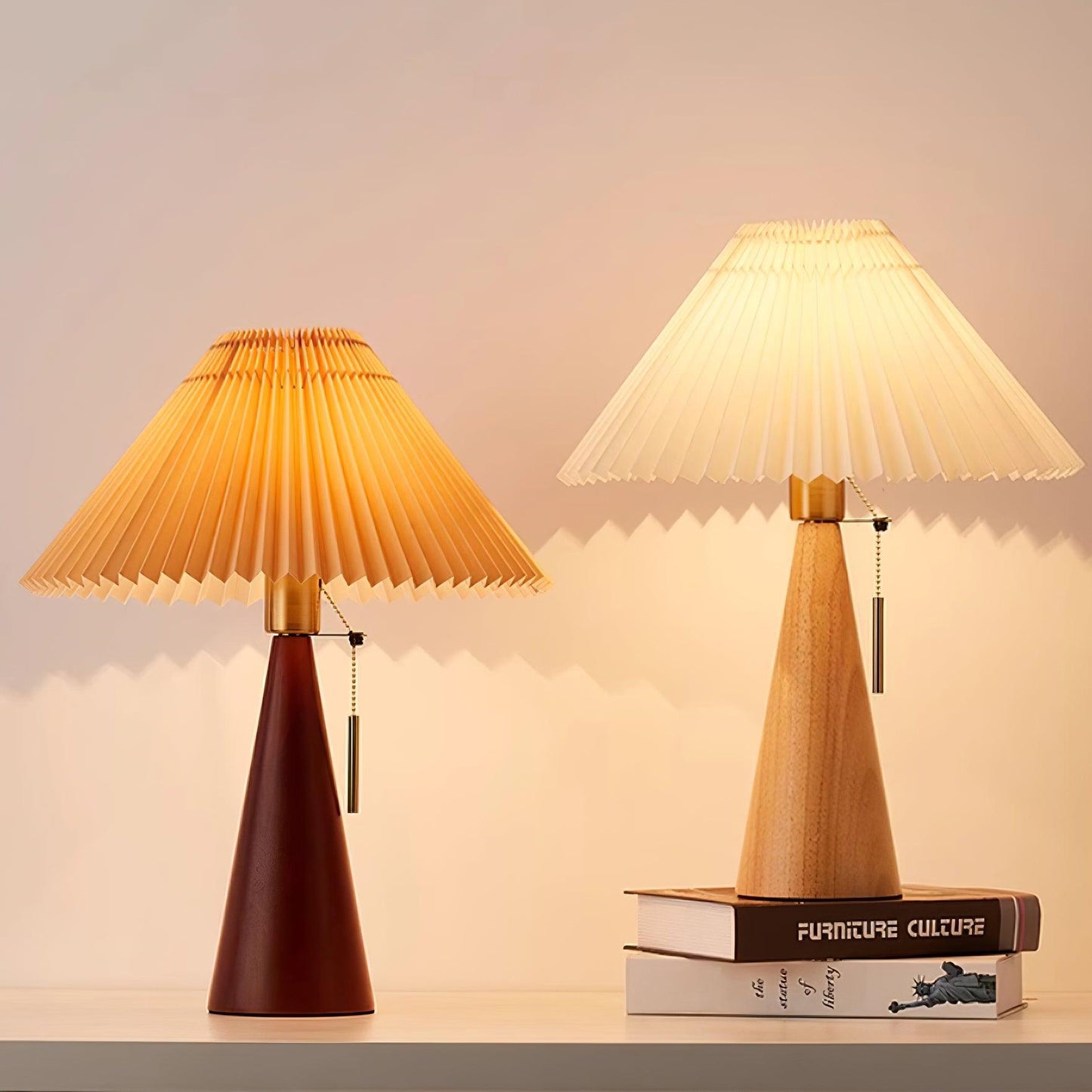 Vintage Plissee Tischlampe