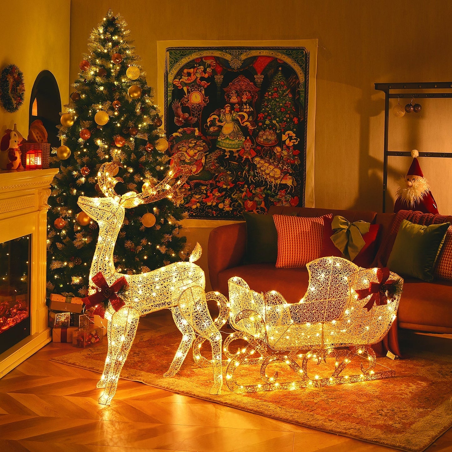Weihnachts Rentiere und Schlittenlichter