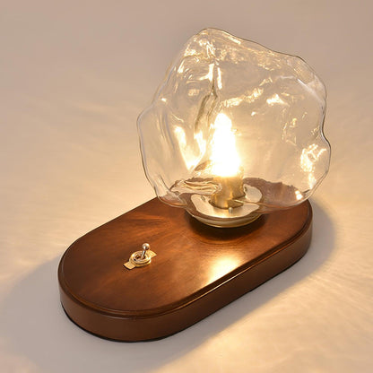 Frostleuchten: Glas-Tischlampe mit eisiger Struktur