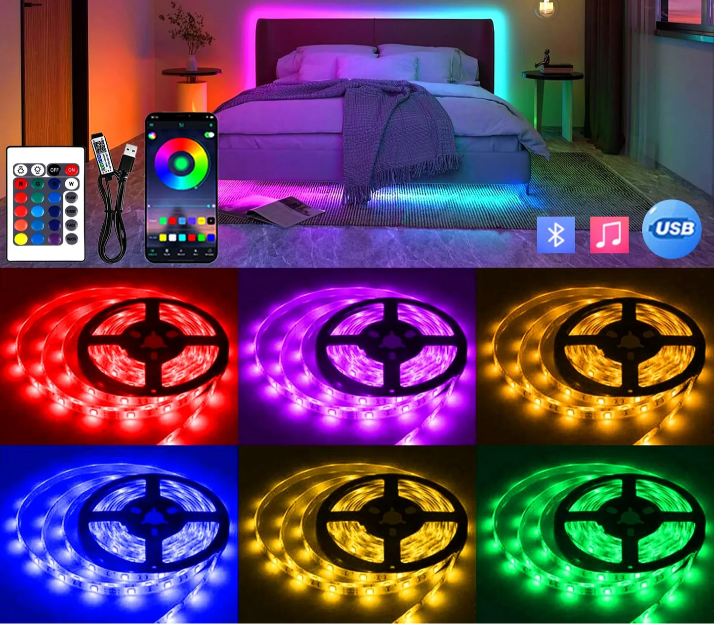 USB LED Lichtstreifen In Leuchtenden Farben