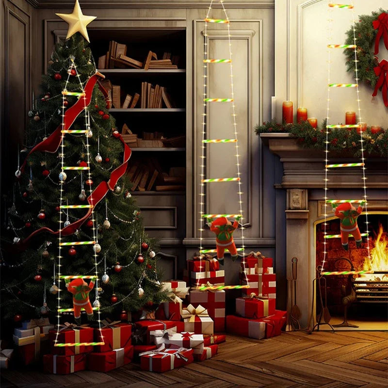 Kletternder Weihnachtsmann Mit LED Weihnachts Beleuchtung