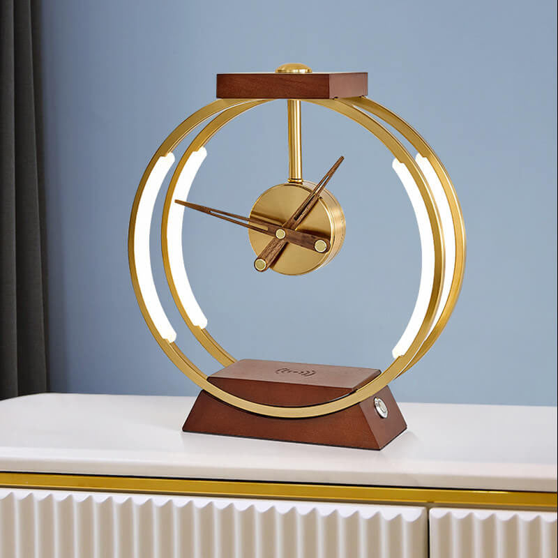 Moderne LED Uhr Tischlampe Mit Kabelloser Aufladung