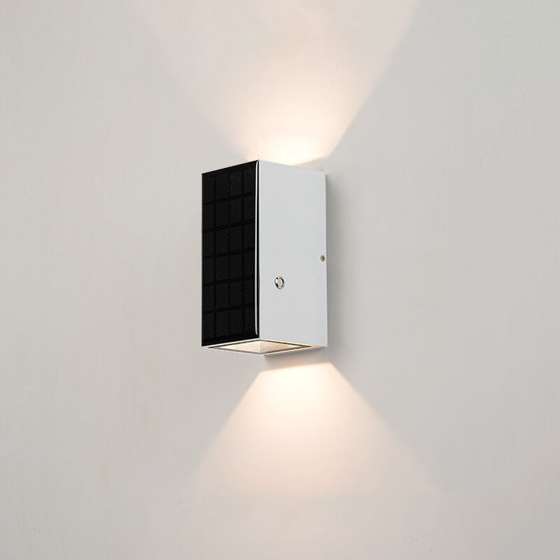 Schwarze Rechteckige Solar LED Außenwandleuchte