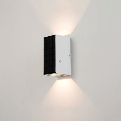 Schwarze Rechteckige Solar LED Außenwandleuchte
