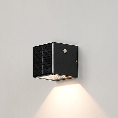 Schwarze Rechteckige Solar LED Außenwandleuchte