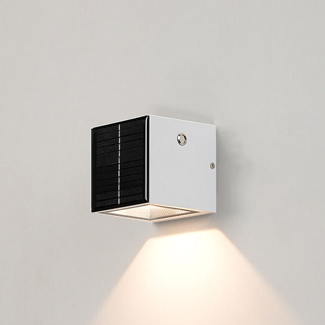 Schwarze Rechteckige Solar LED Außenwandleuchte