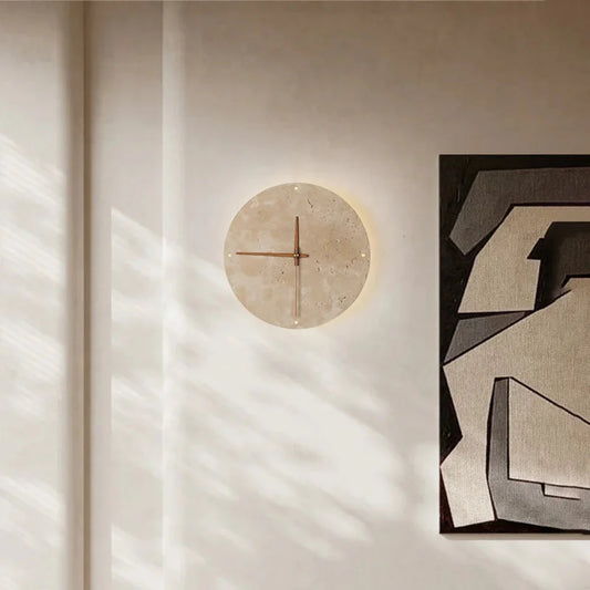 Wanduhr Mit Licht Im Naturstein Design