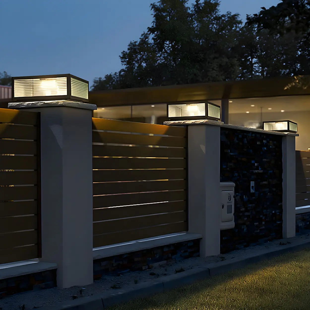 Moderne Rechteckige LED-Solar-Außenleuchte