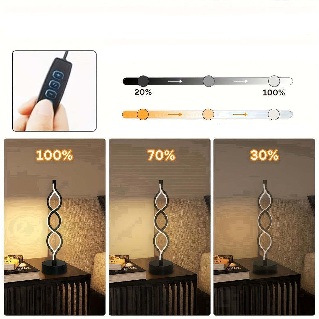 2 Stück dimmbare moderne Spiral-LED-Tischlampe