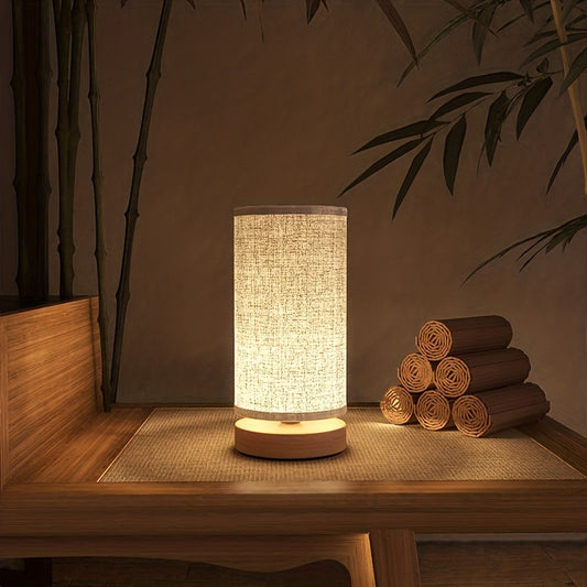 Minimalistische Nachttischlampe aus Holz