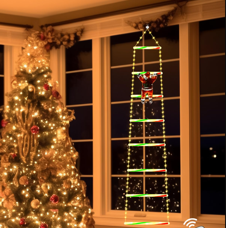 Kletternder Weihnachtsmann Mit LED Weihnachts Beleuchtung