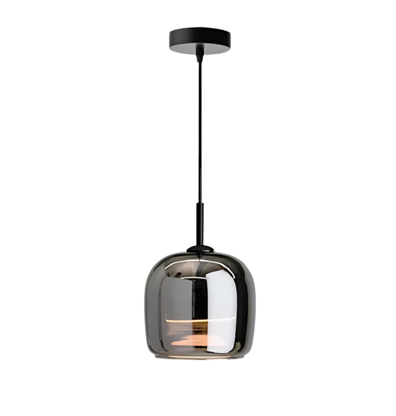 NordischNoir: Elegante pendelleuchte aus schwarzem glas im skandinavischen Entwurf