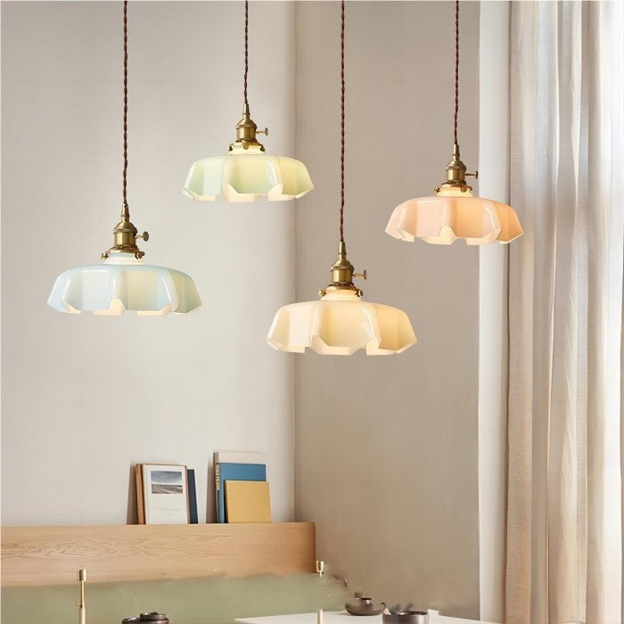 Retro-Pendelleuchten mit Blumenmuster